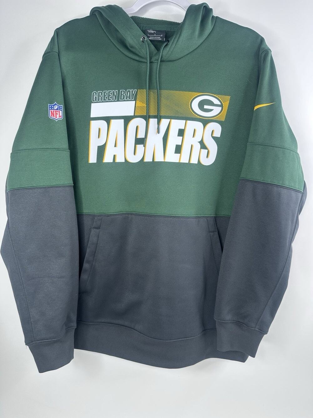 Nike Green Bay Packers Hoodie Mens Large NFL On Field Apparel Dri-Fit Sweatshirt